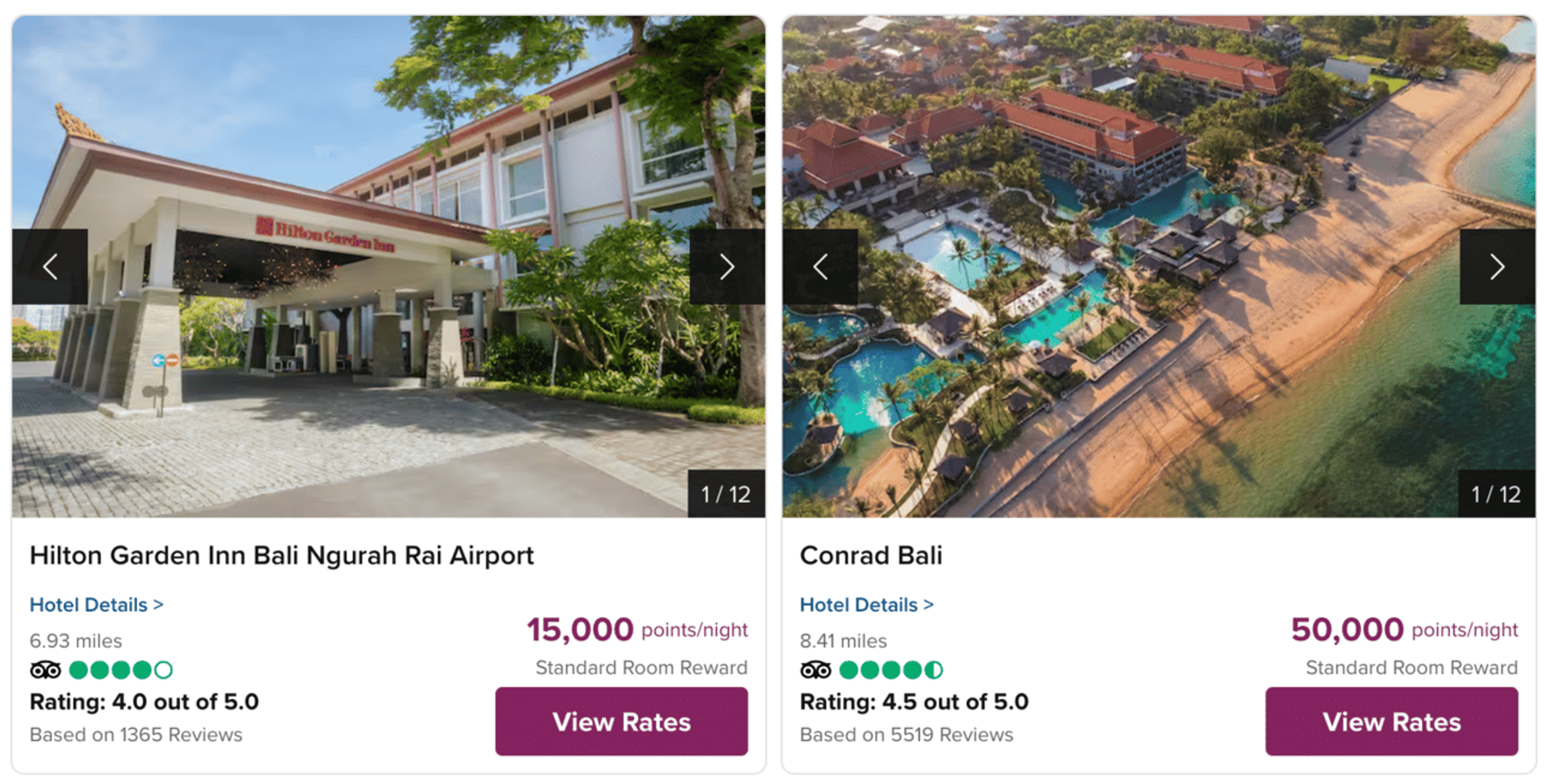 An example of a budget and luxury hotel in Indonesia bookable for reasonable numbers of points