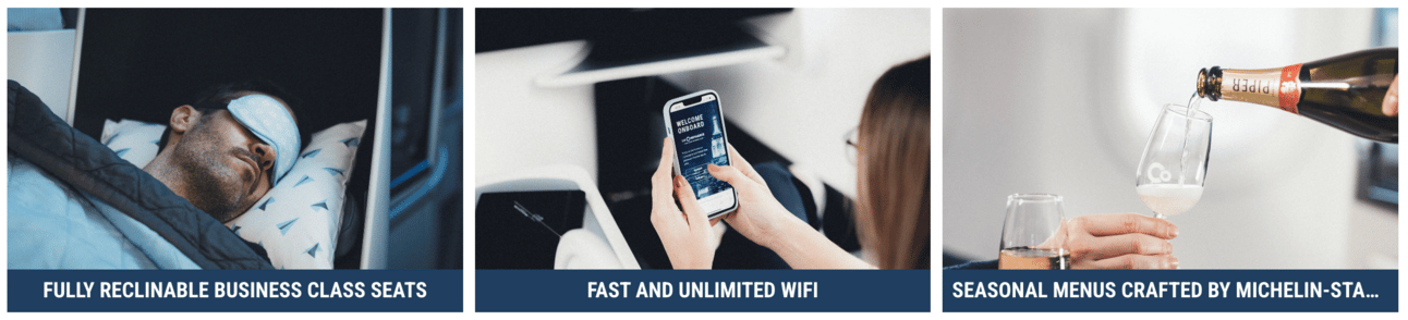 Features of La Compagnie's business-class seats