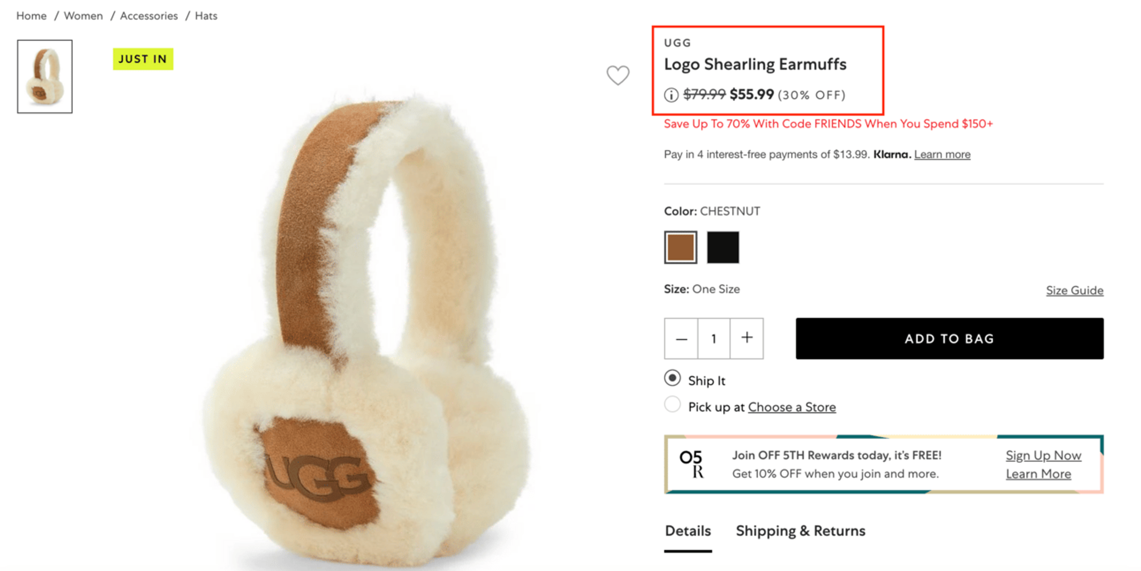 Example of a roughly $50 gift at Saks