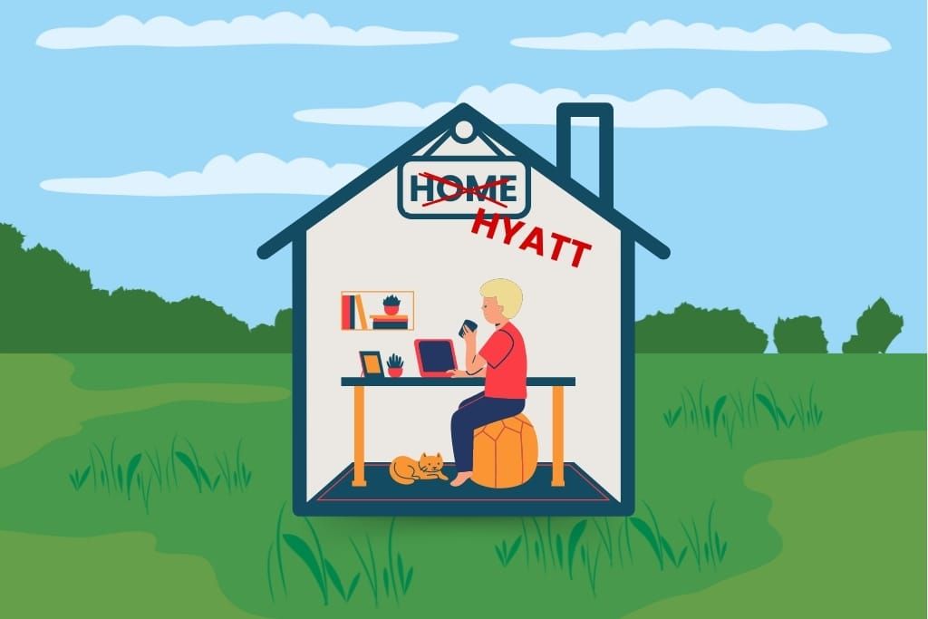 A house graphic with a boy and cat inside
