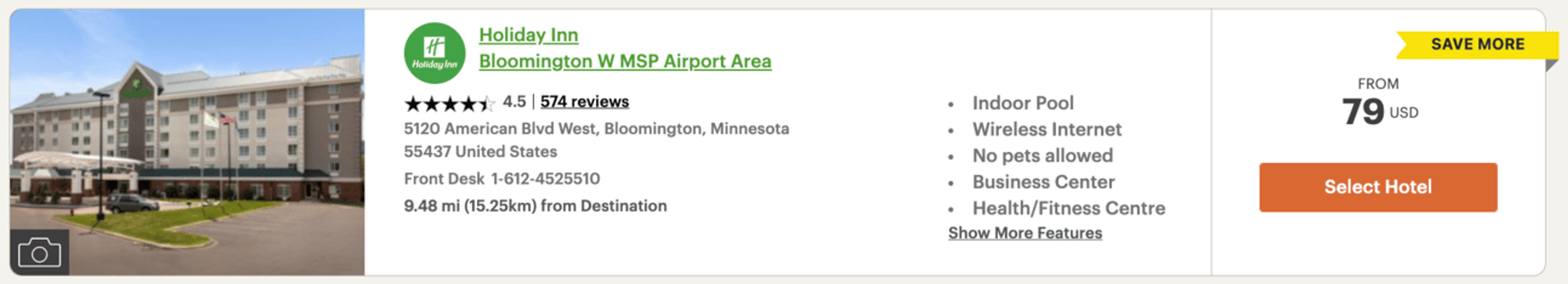 An example of an IHG hotel in Minnesota for $79 per night