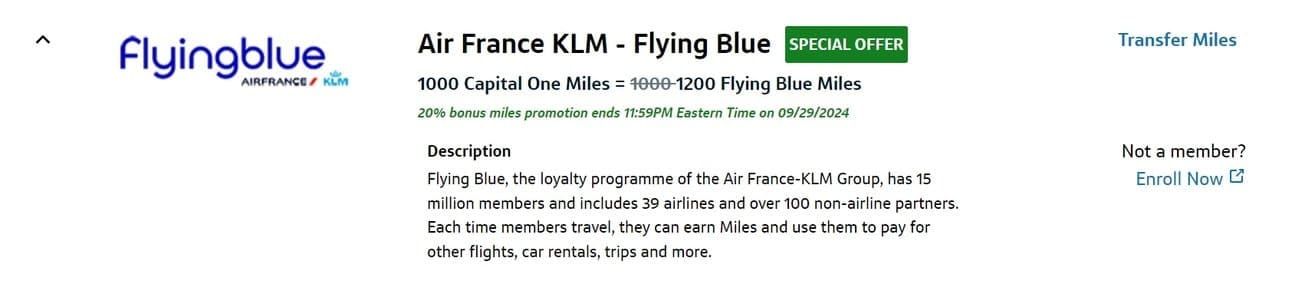 20% transfer bonus to Flying Blue