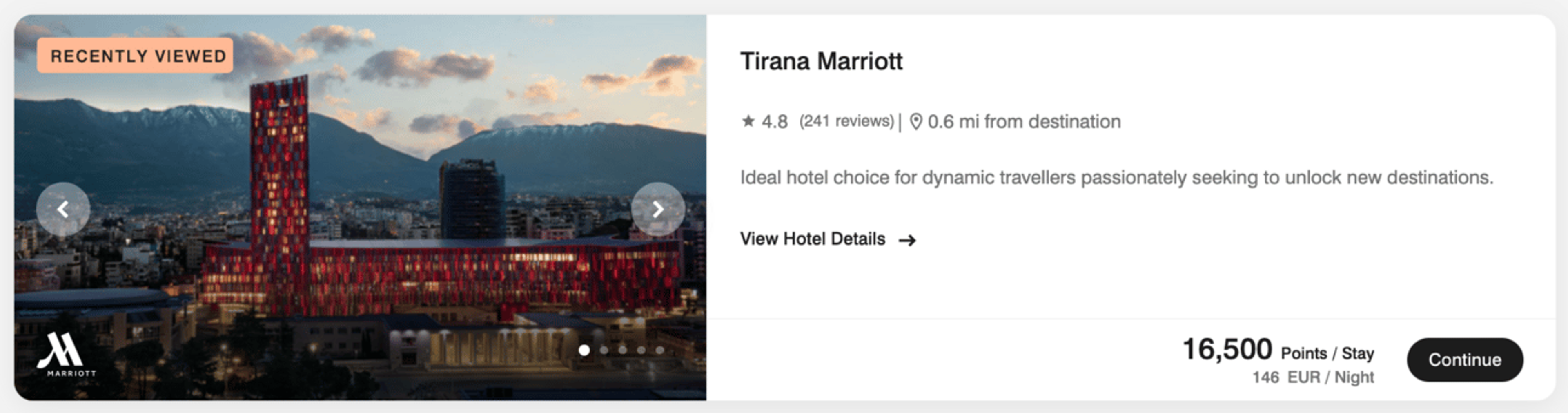 Tirana Marriott hotel for 16,500 points per night