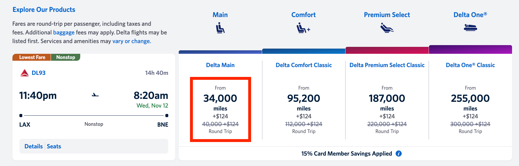 LAX-BNE round trip for 34,000 SkyMiles