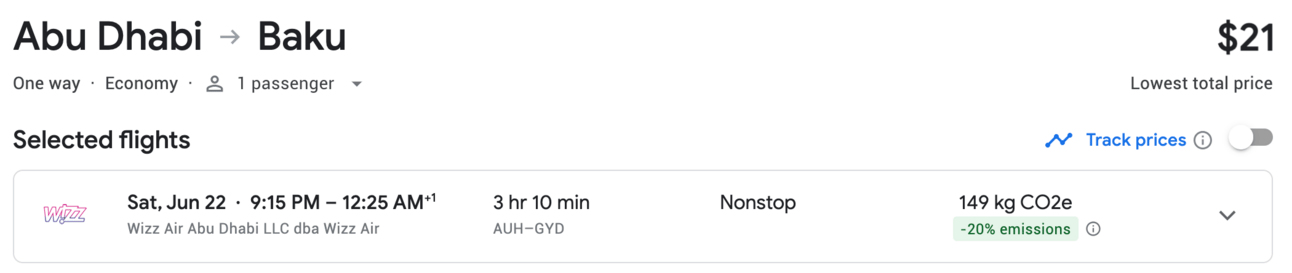 AUH-GYD for $21 on Google Flights
