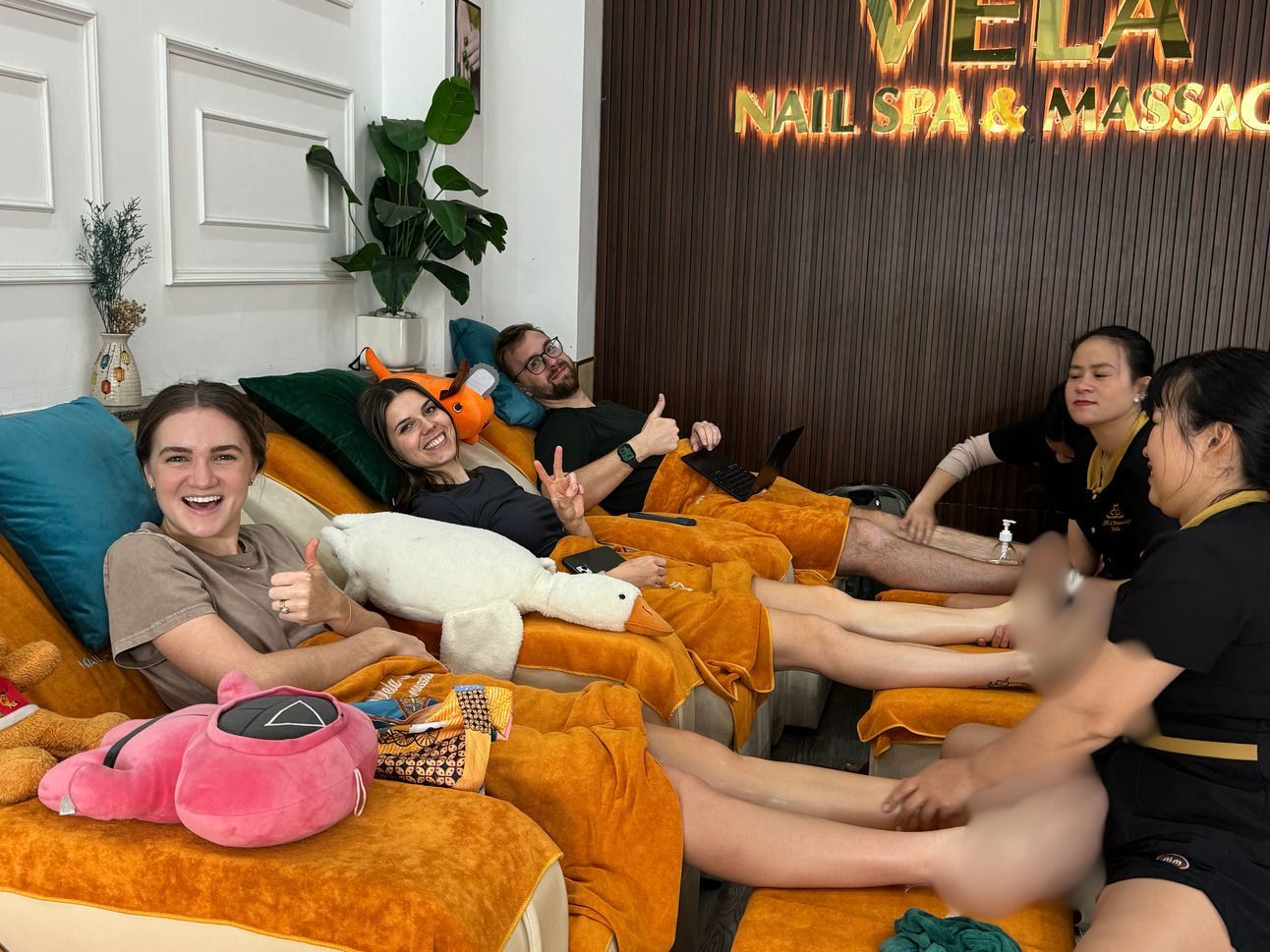 Me, Tiffany, and McKay in a Vietnamese massage parlor