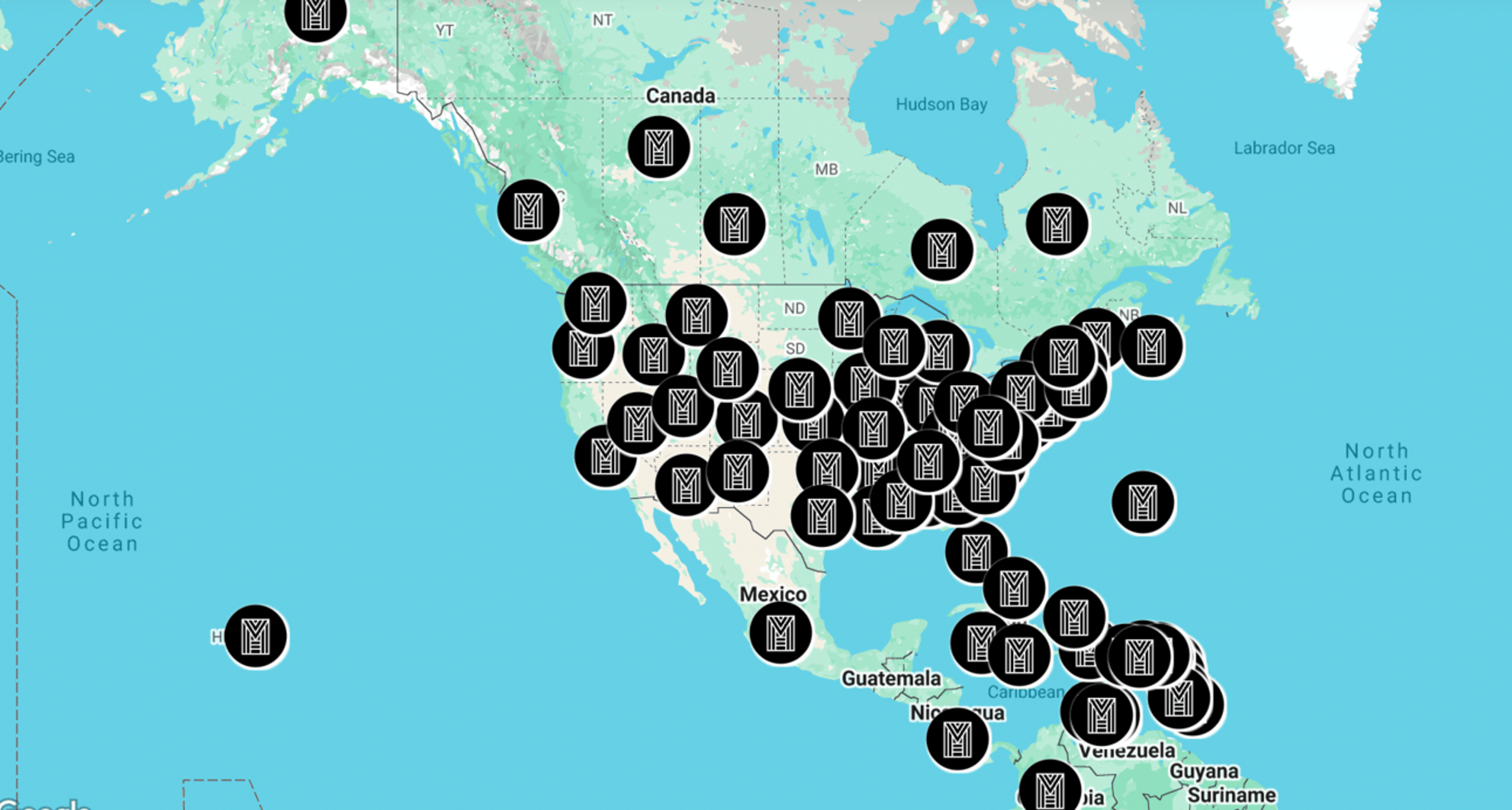 Map of cities with H&V locations