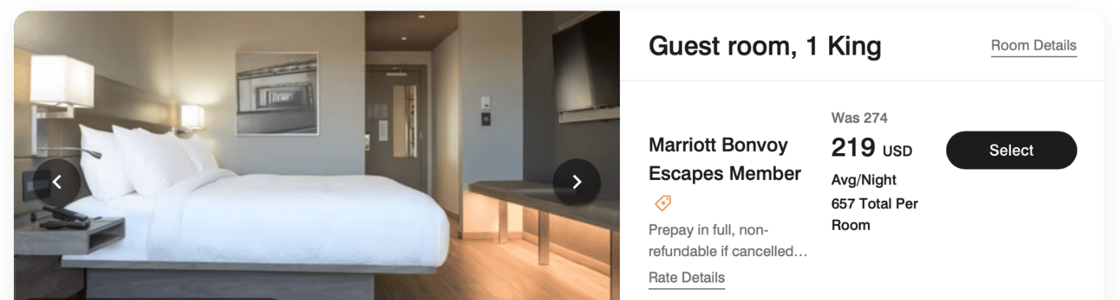 Screenshot of a Marriott hotel booking with promo