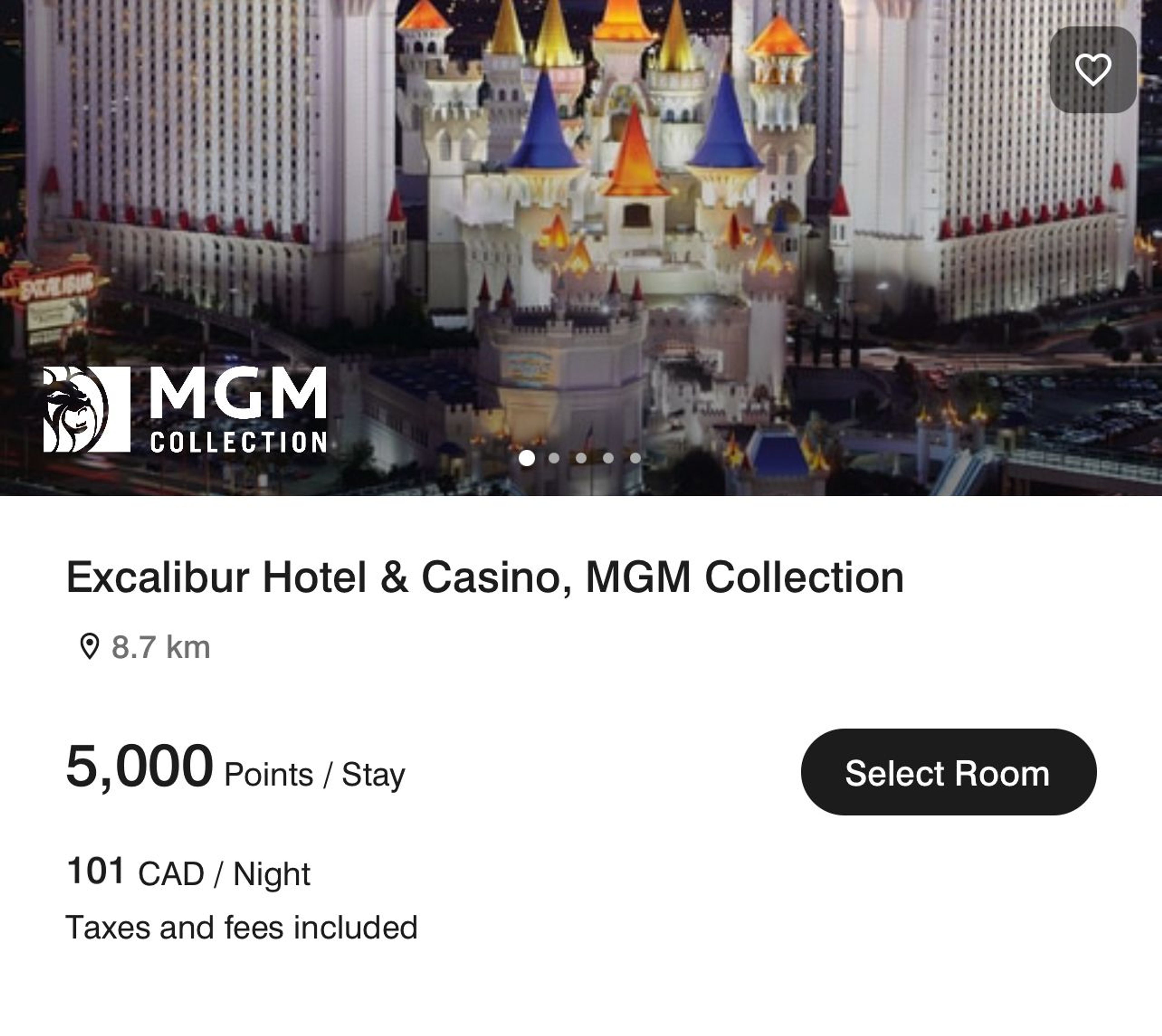 A Las Vegas MGM hotel for 5,000 Marriott points per night