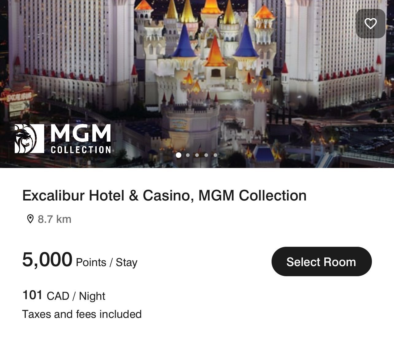 A Las Vegas MGM hotel for 5,000 Marriott points per night