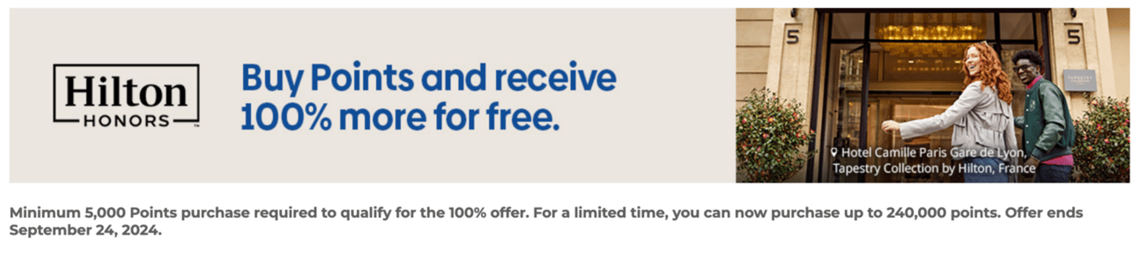 Buy Hilton points with a 100% bonus