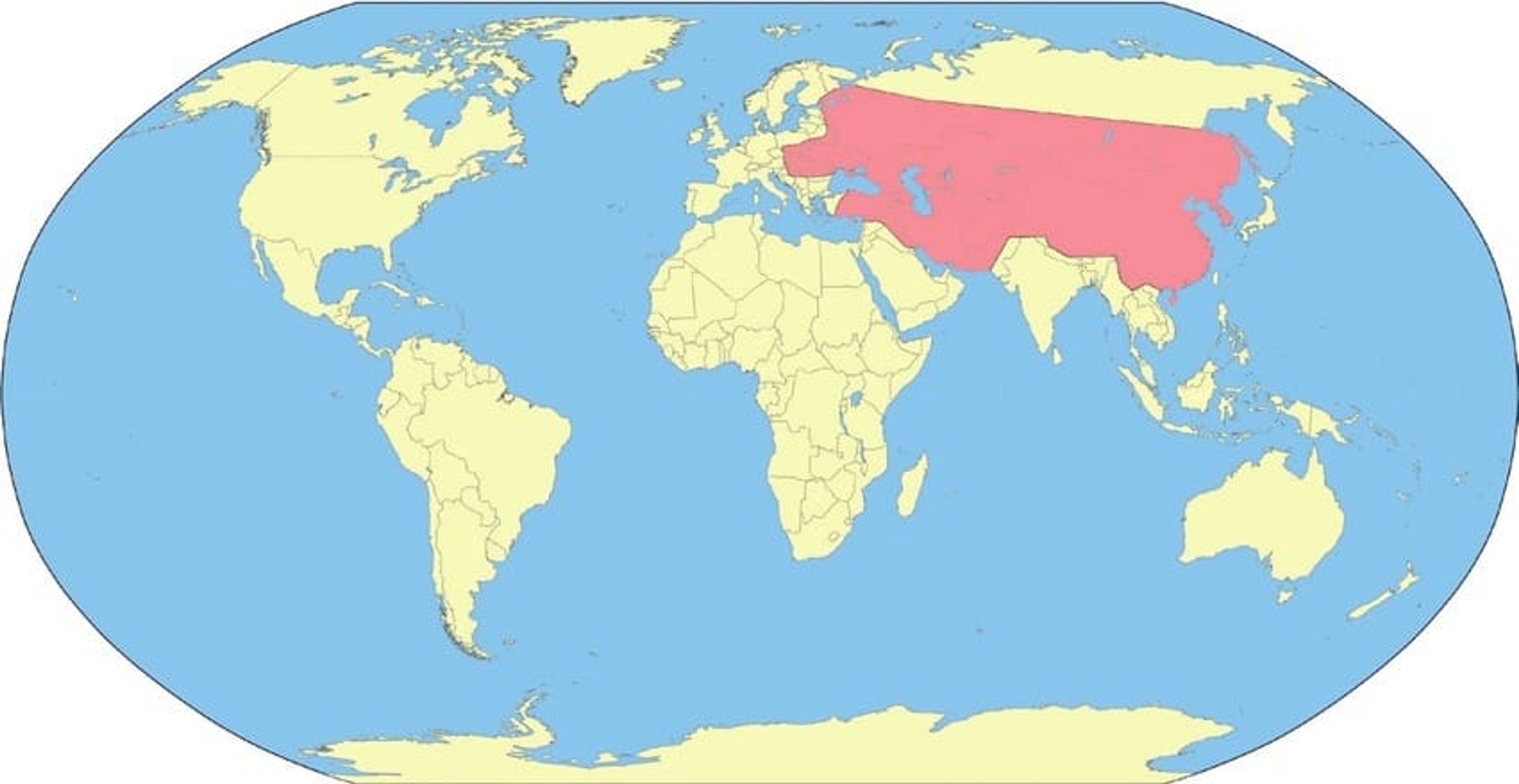 A map showing the rough territory at the peak of the mongol empire