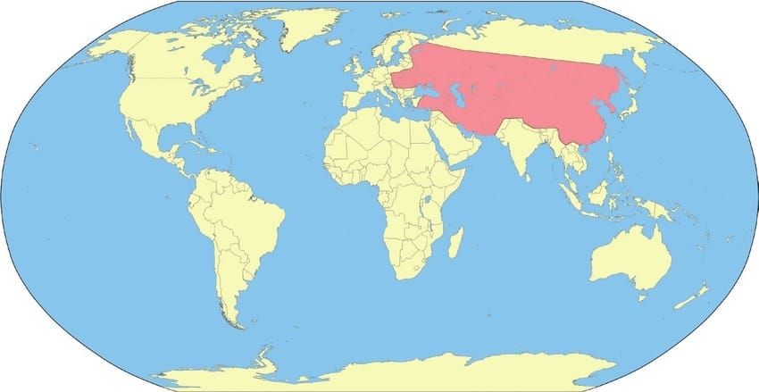 A map showing the rough territory at the peak of the mongol empire