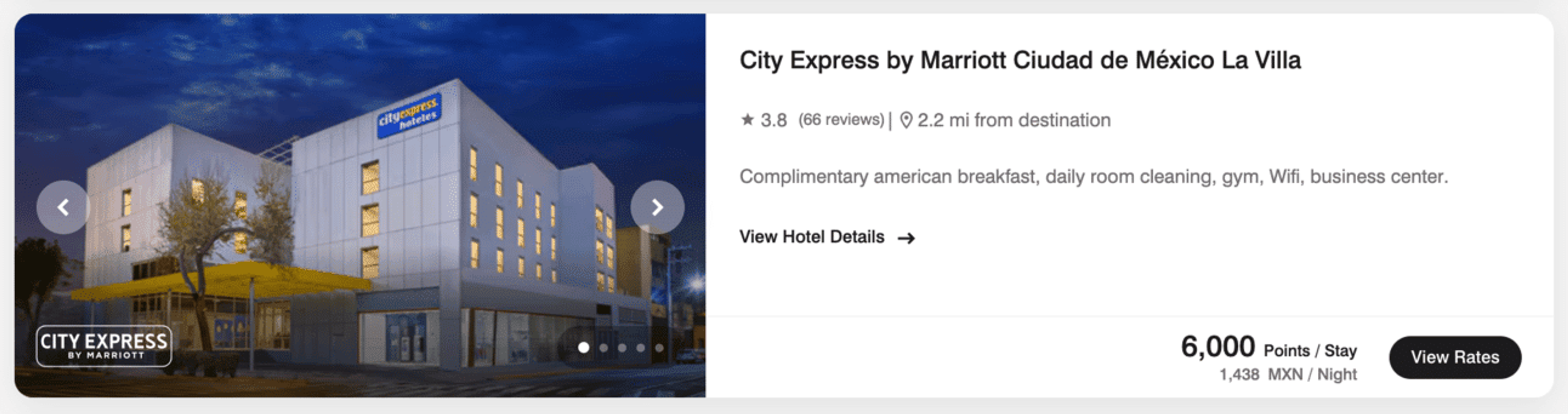 City Express hotel in Mexico City for 6,000 points per night
