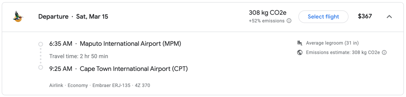 The same flight costs $367 with cash
