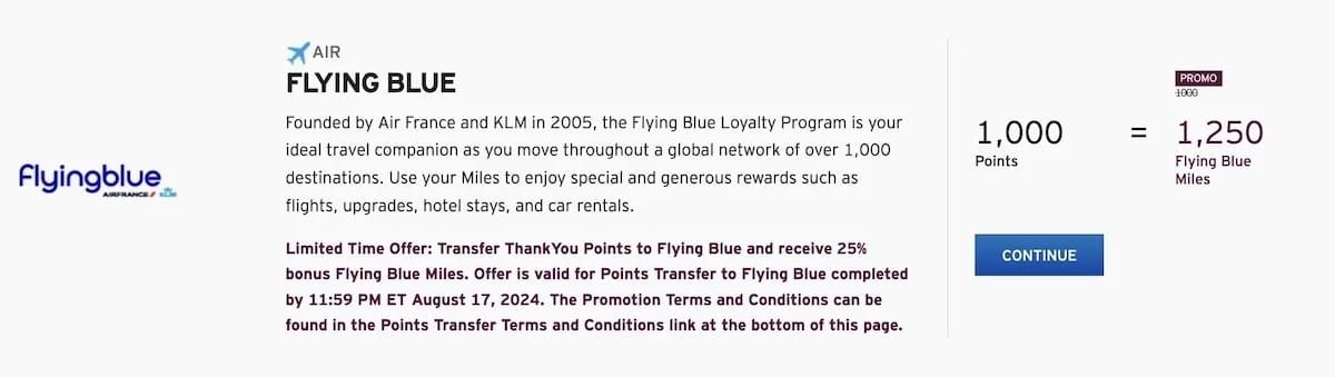 25% transfer bonus to Flying Blue