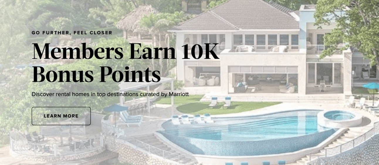 A screenshot fro the homepage of Marriott Homes & Villas