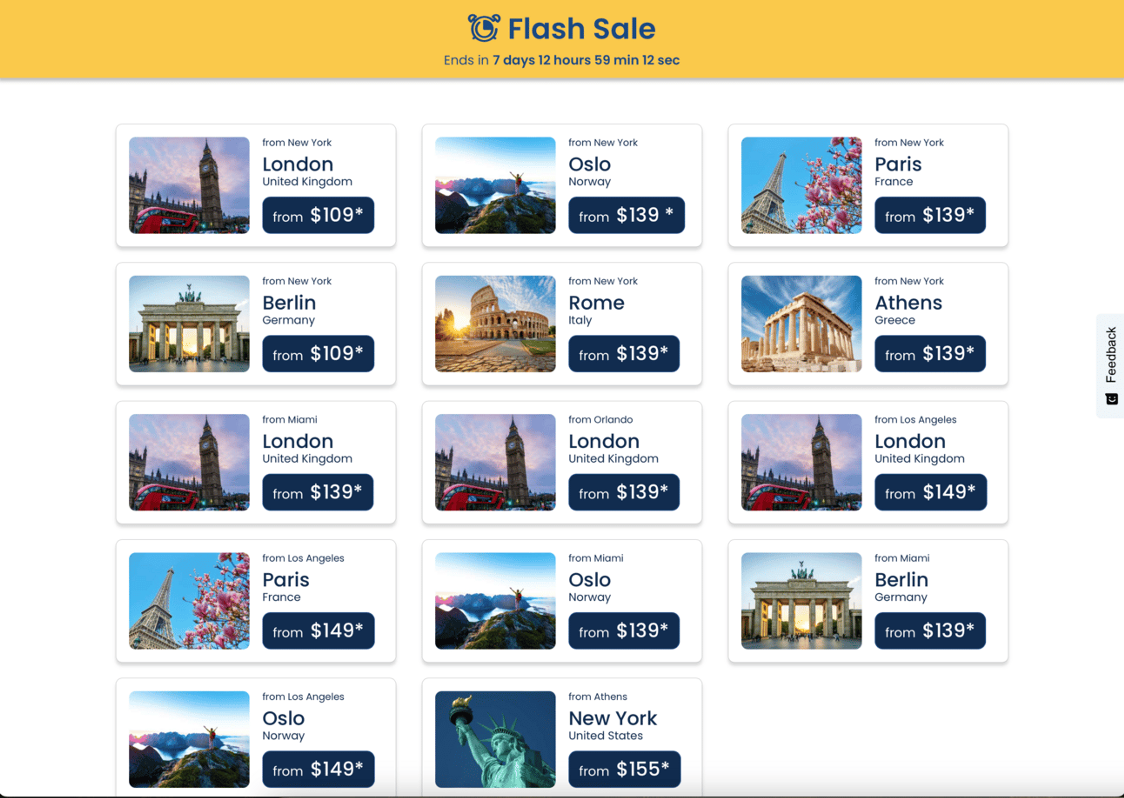 Screenshot of Norse Atlantic flash sale page