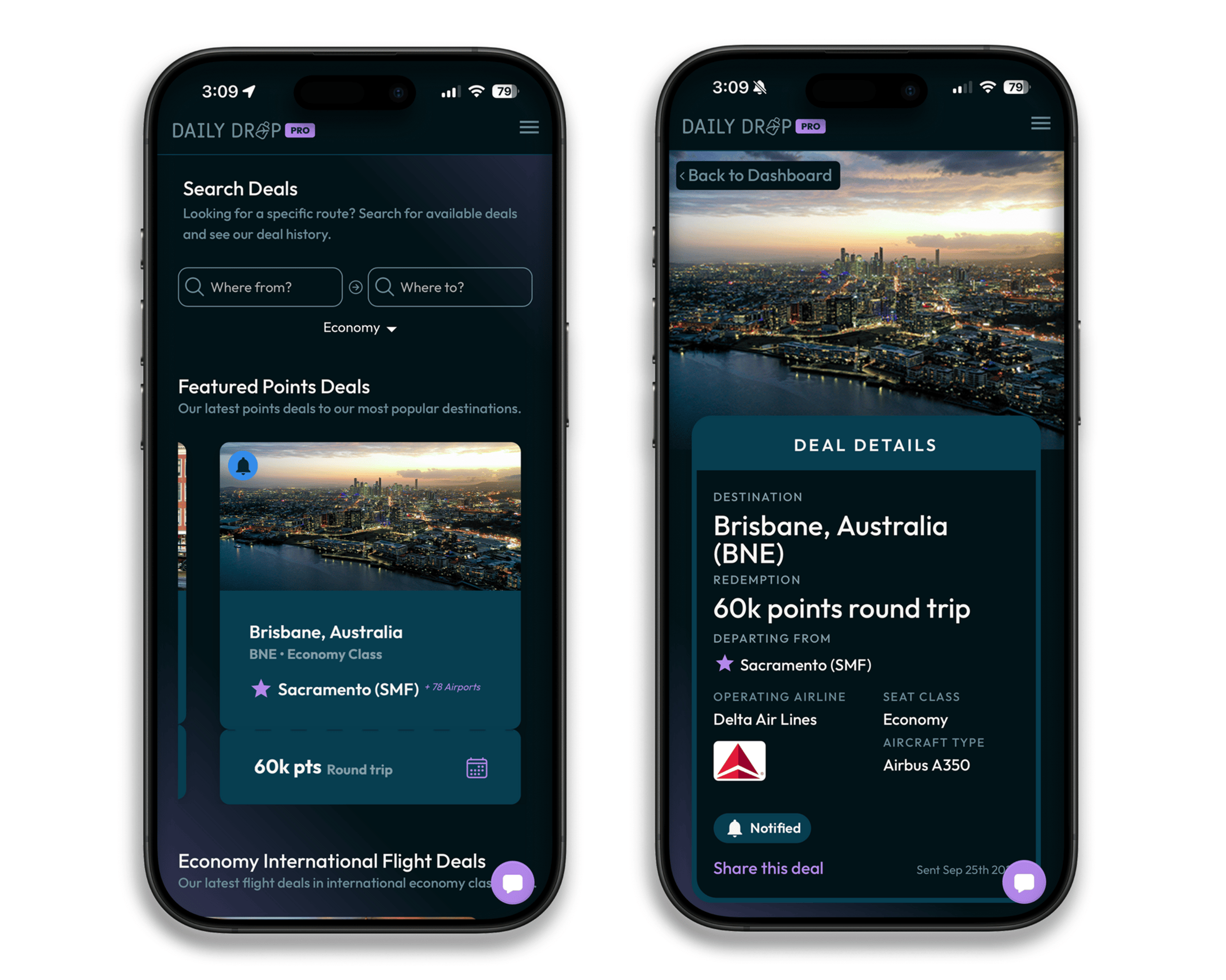 Two images showing what the deals look like within the Daily Drop Pro app