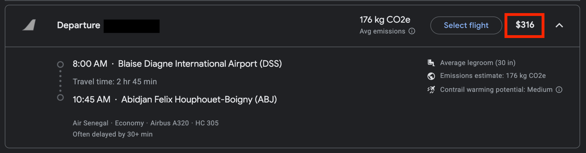 Air Senegal flight