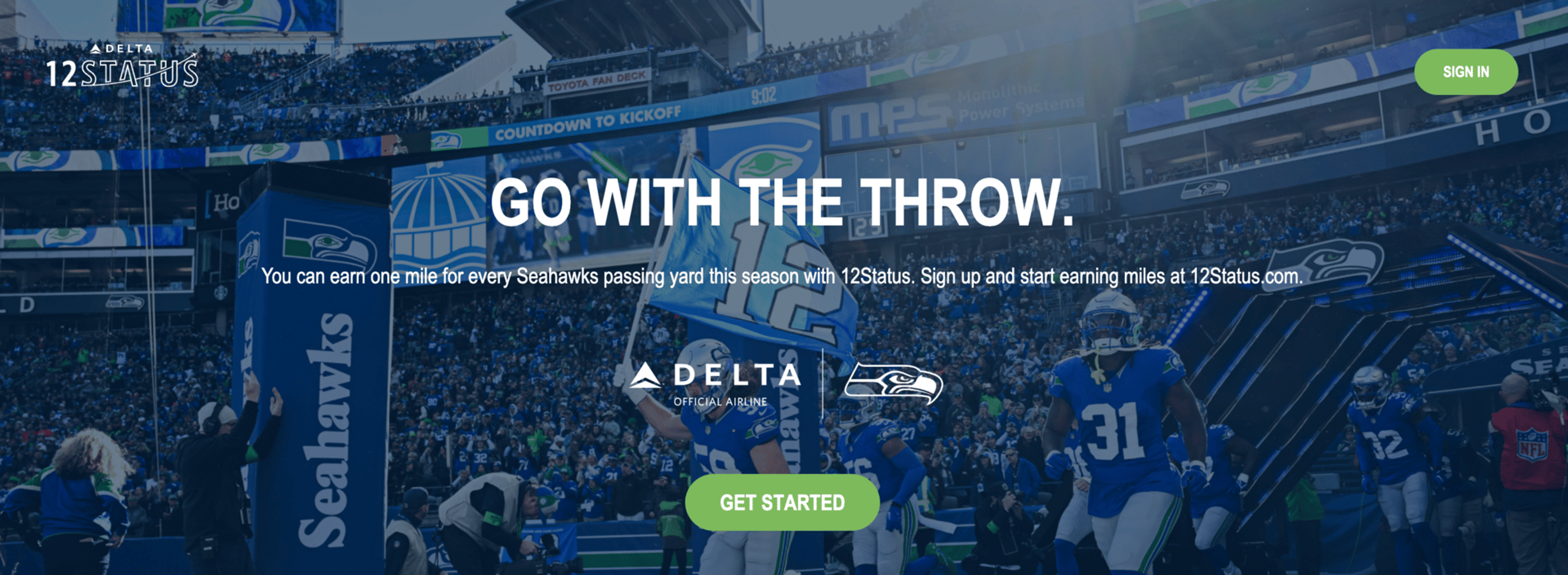 Delta x Seahawks free miles promotion page