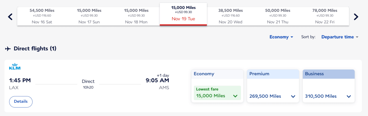 Fly from Los Angeles to Amsterdam for 15,000 Flying Blue miles