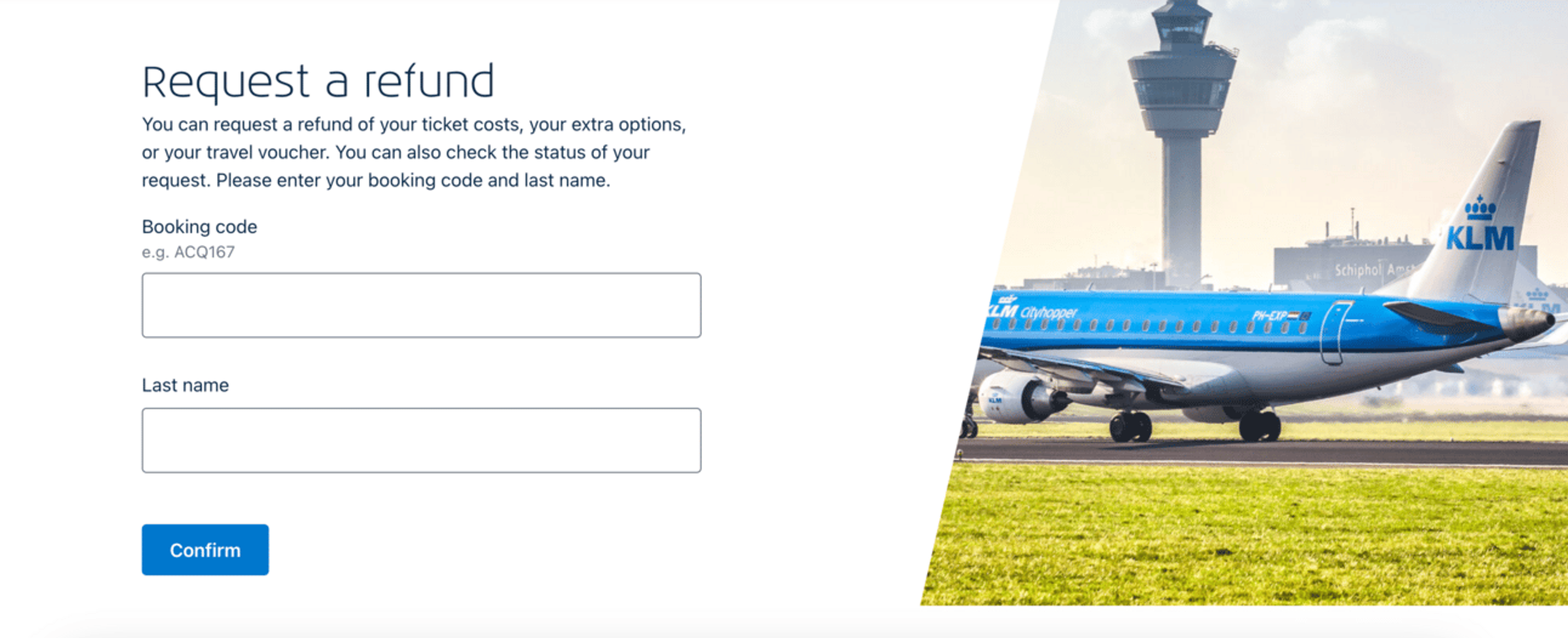 Flying blue request a refund page