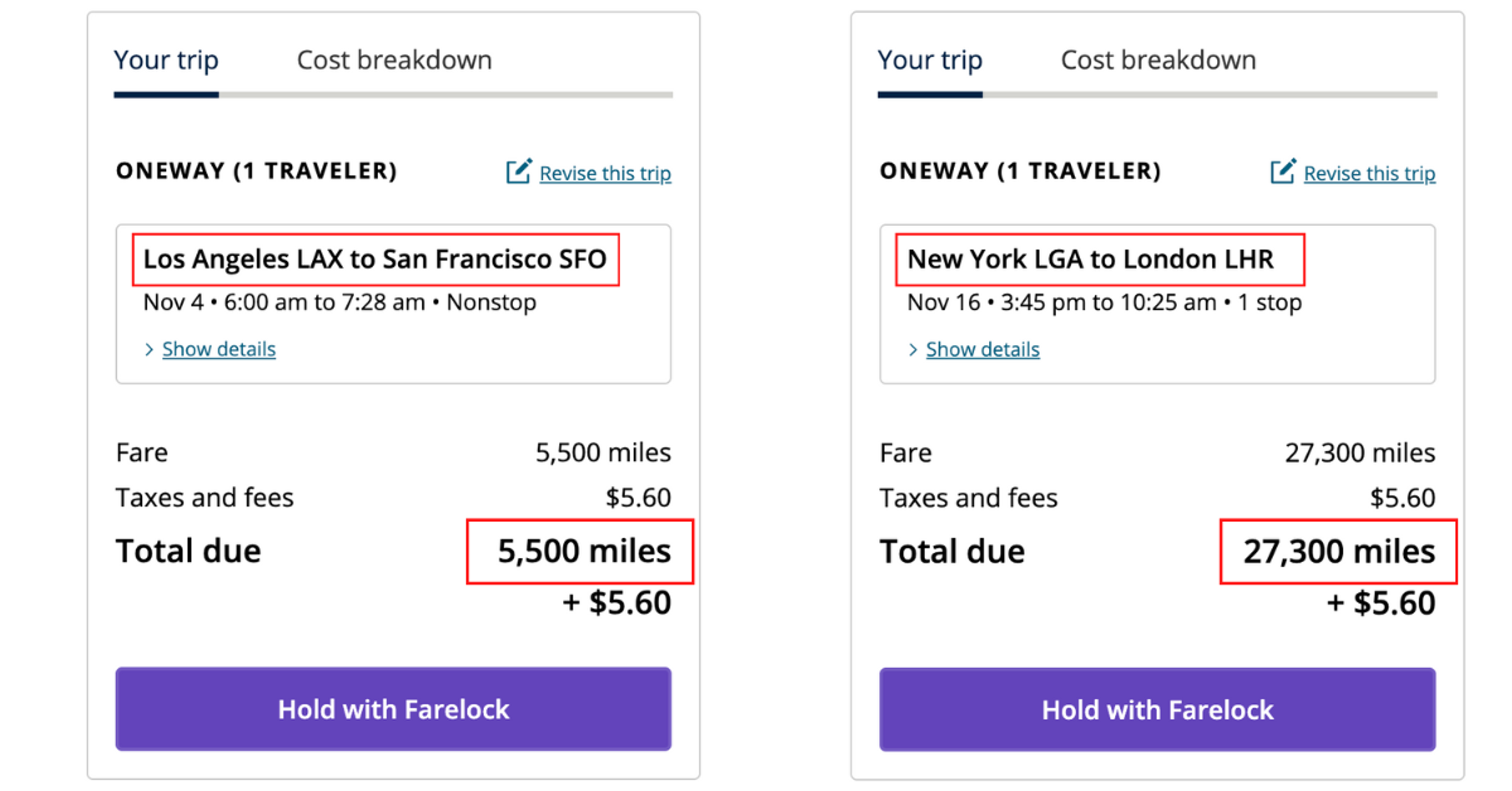 United sample bookings