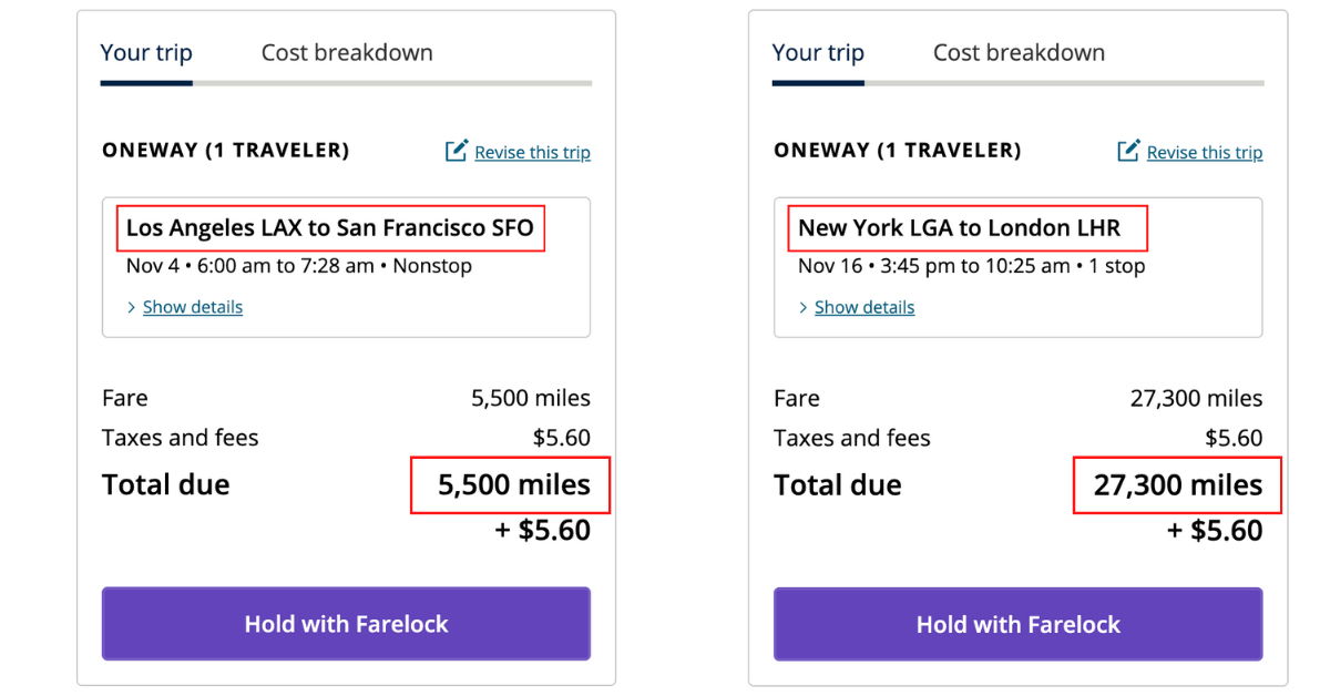 United sample bookings