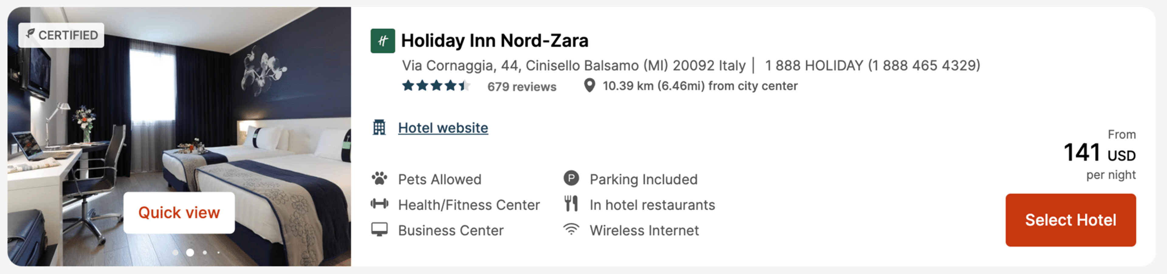 Holiday Inn Milan for $141 per night