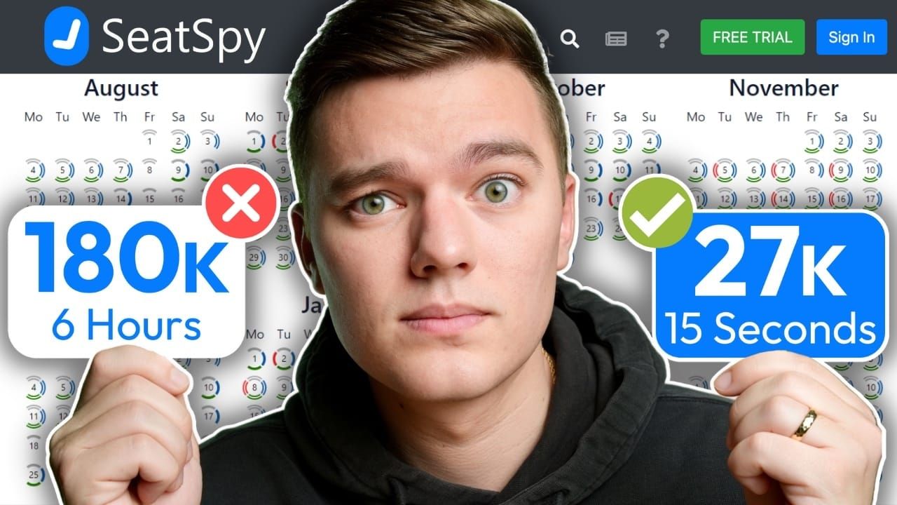 A screenshot of our recent YouTube video about SeatSpy
