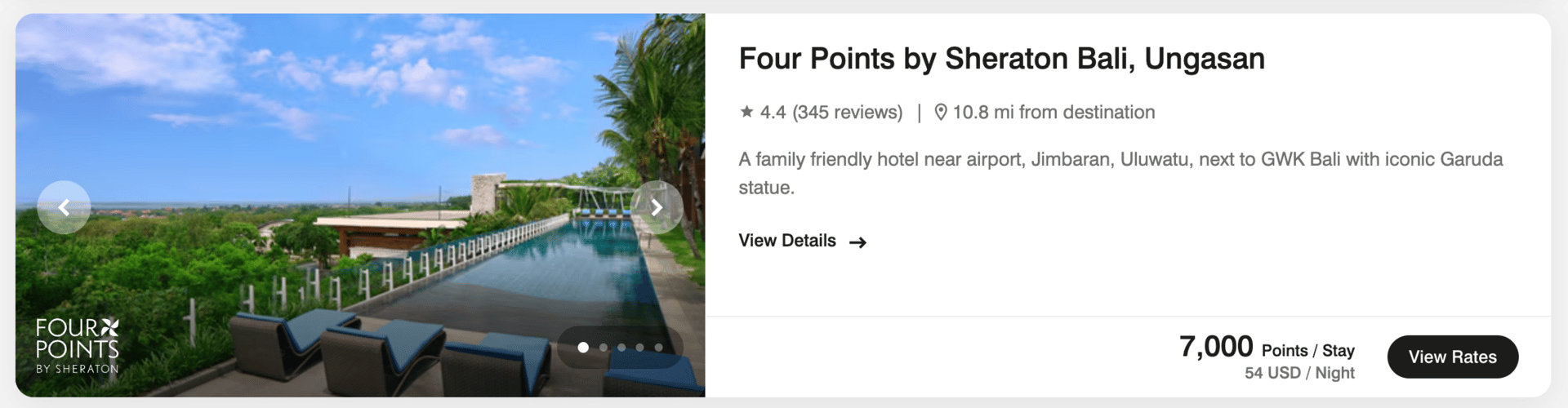 Four Points Bali for 7,000 points per night