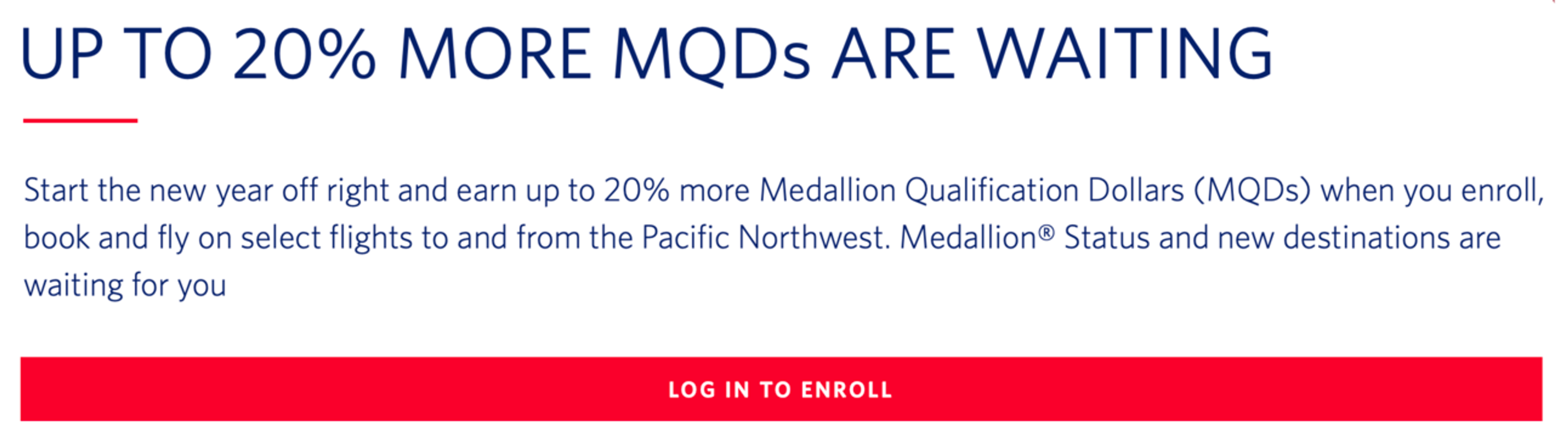 A screenshot of Delta's MQD's boost promo
