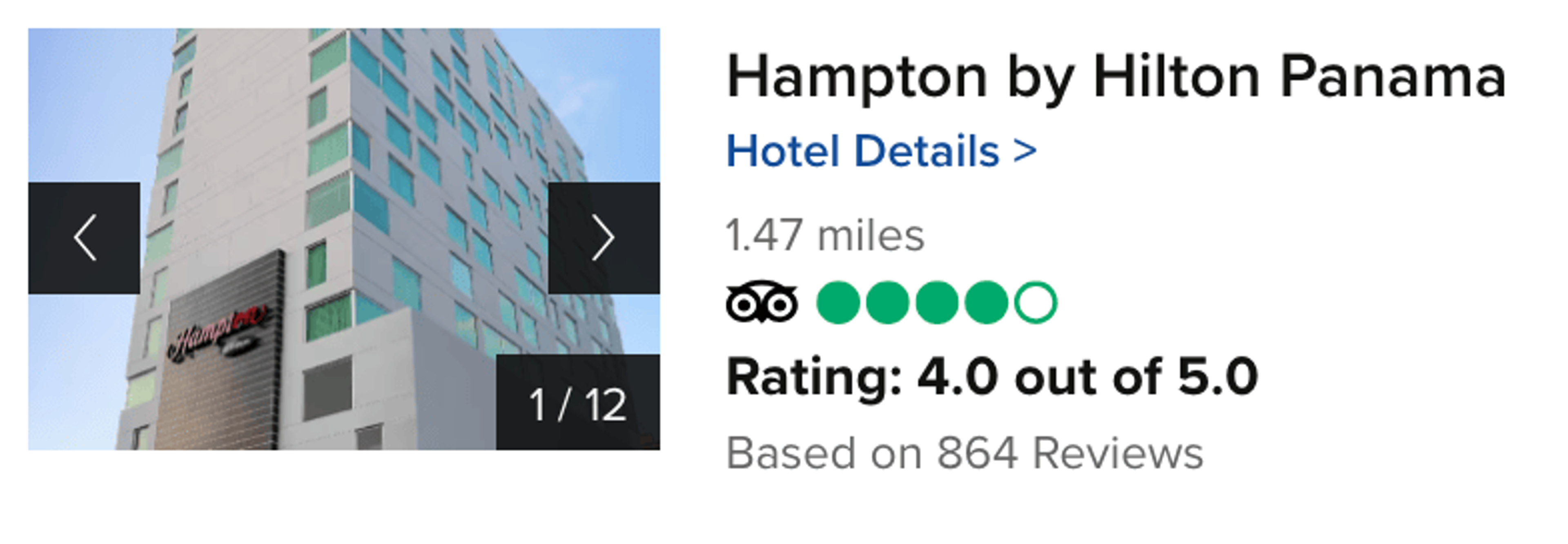 Example booking of a Hilton property