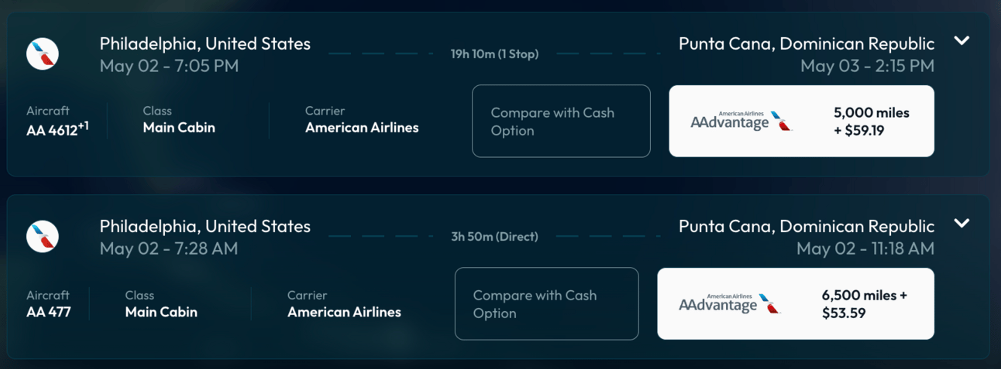 PHL to PUJ for 5,000 AA miles (Daily Drop Pro)