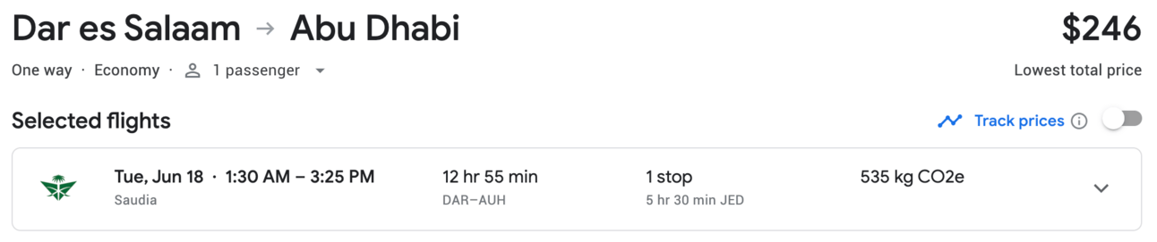 Cheap flight from DAR to AUH