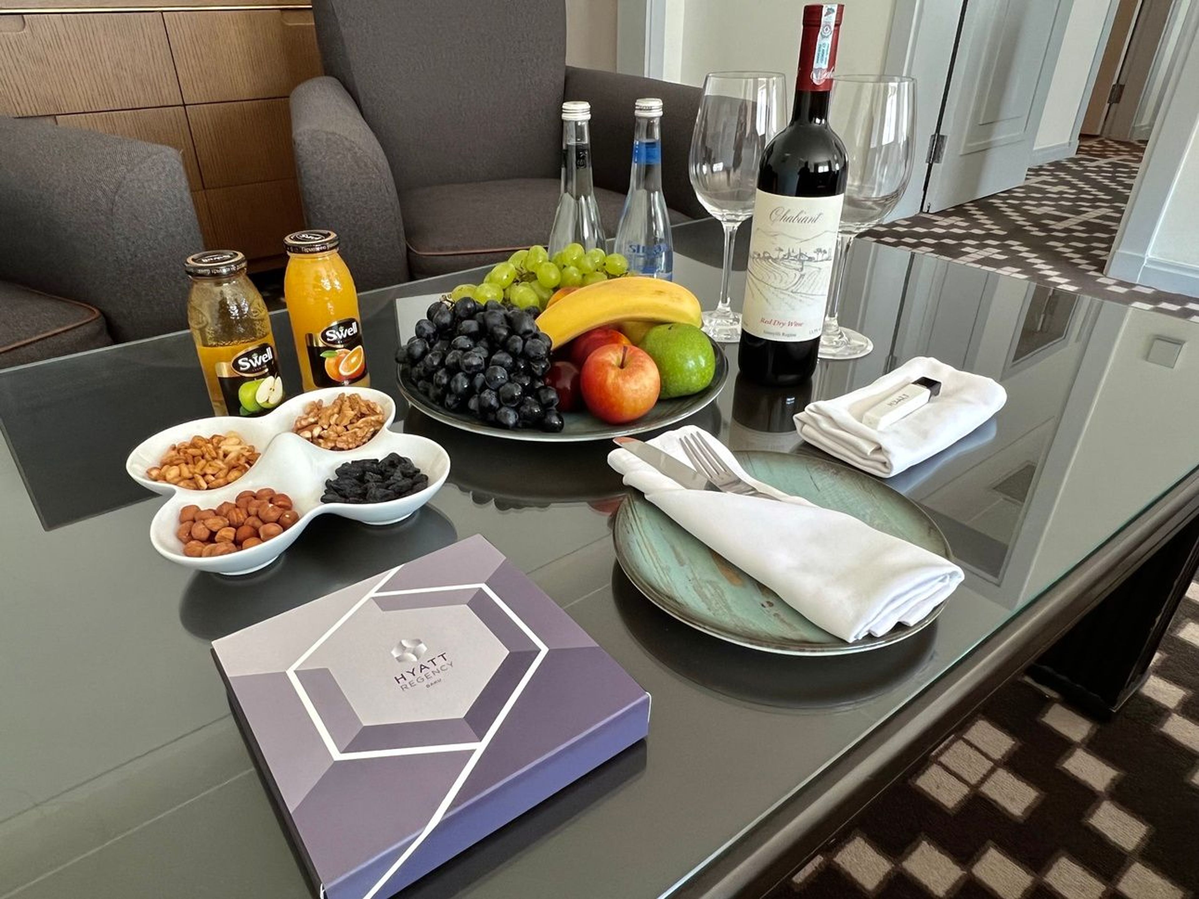 Welcome amenity at Hyatt Regency