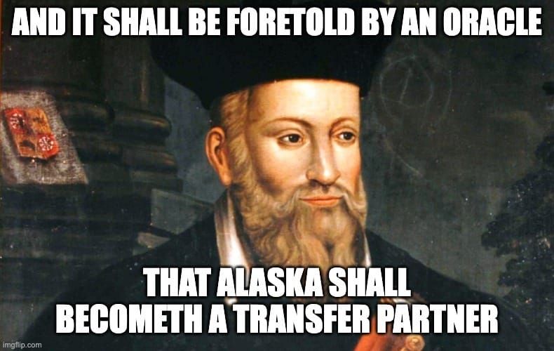 A meme of Nostradamus predicting Alaska airlines news