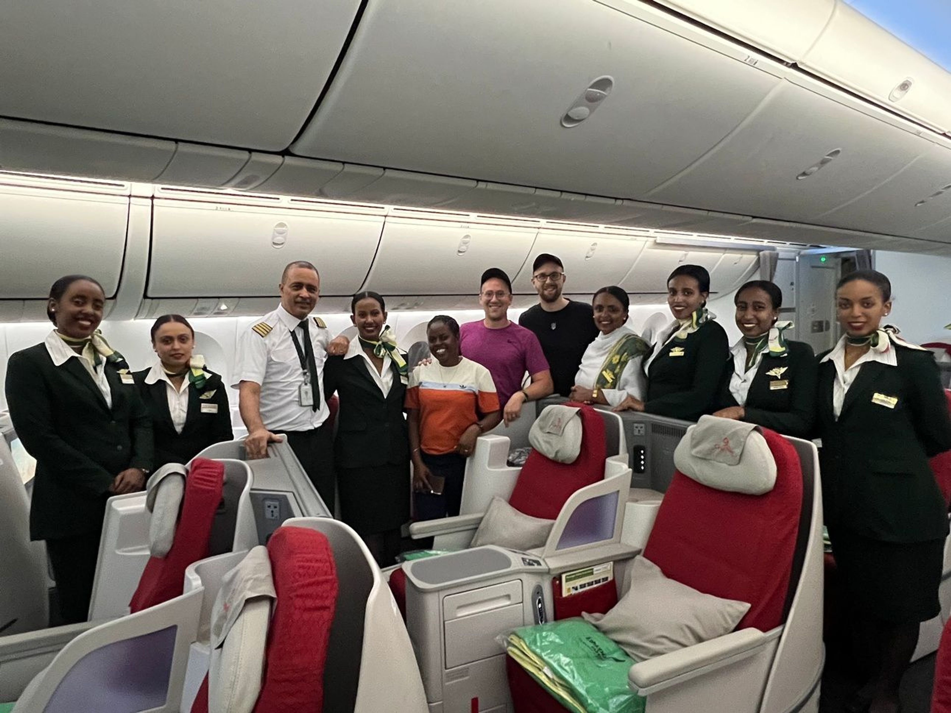 A photo of me with the Ethiopian Airlines crew