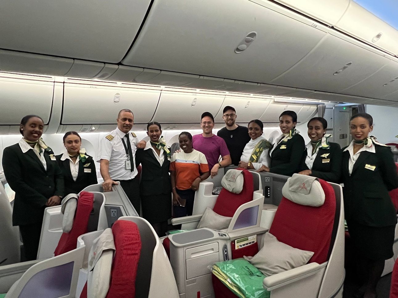 A photo of me with the Ethiopian Airlines crew