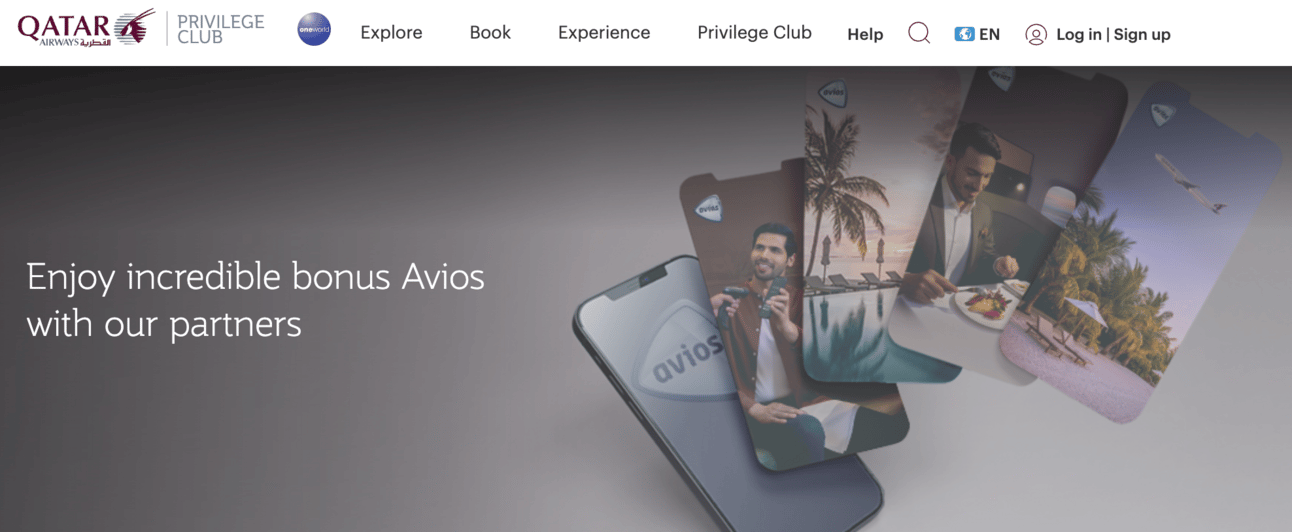 Landing page for Qatar's new transfer bonus