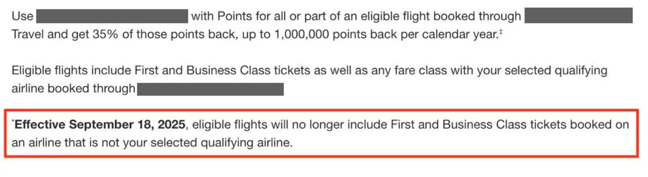 End date of the 35% rebate on premium flights