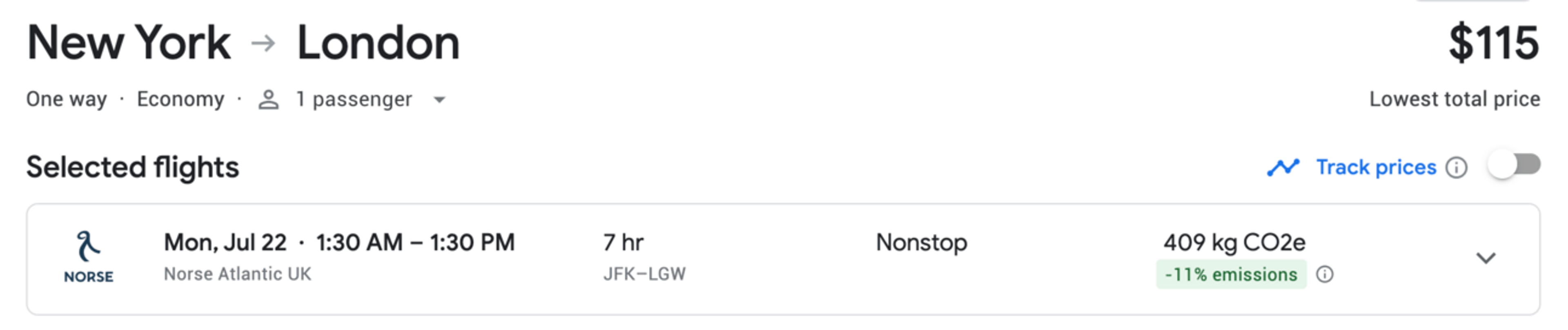 New York to London for $115