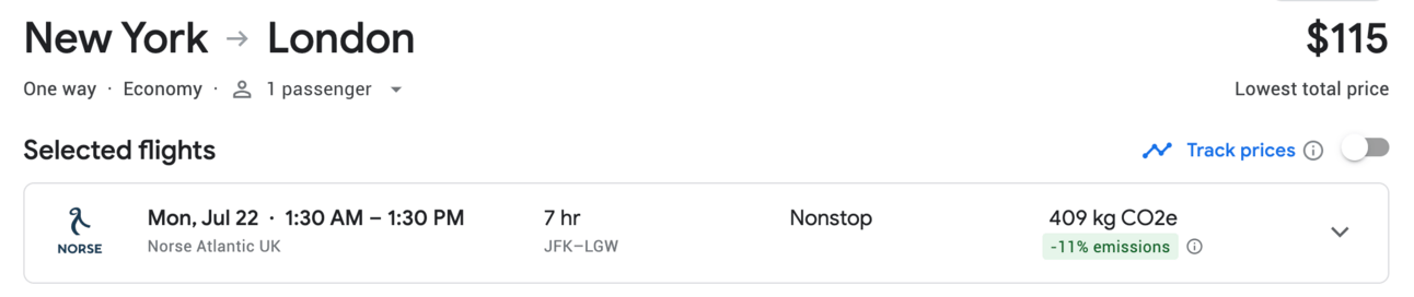 New York to London for $115