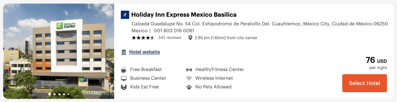 Holiday Inn Mexico City for $76 per night