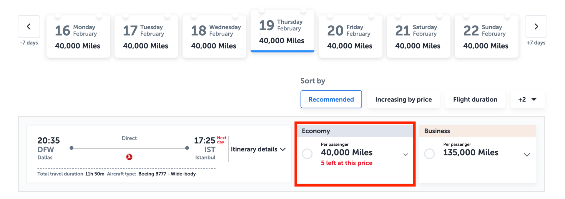 Dallas to Istanbul for 40,000 miles