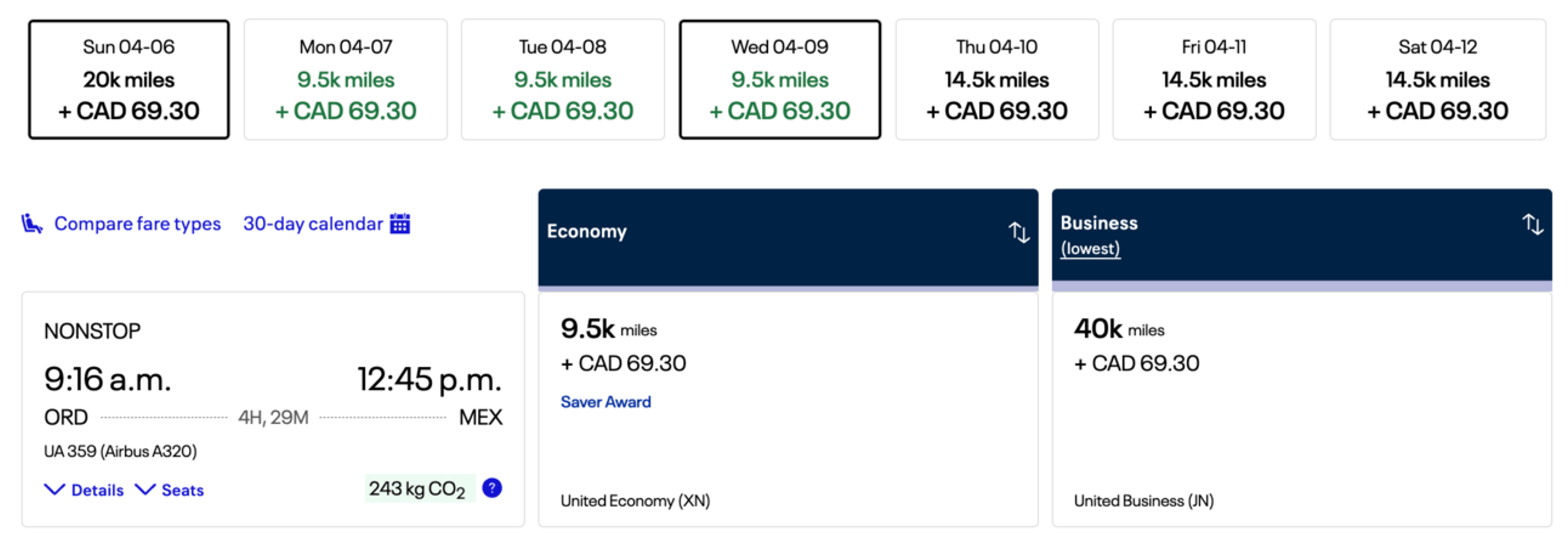 Chicago to Mexico City for 9,500 United miles