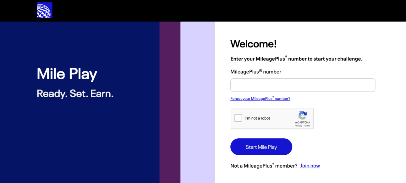 United Mile Play offers registration page