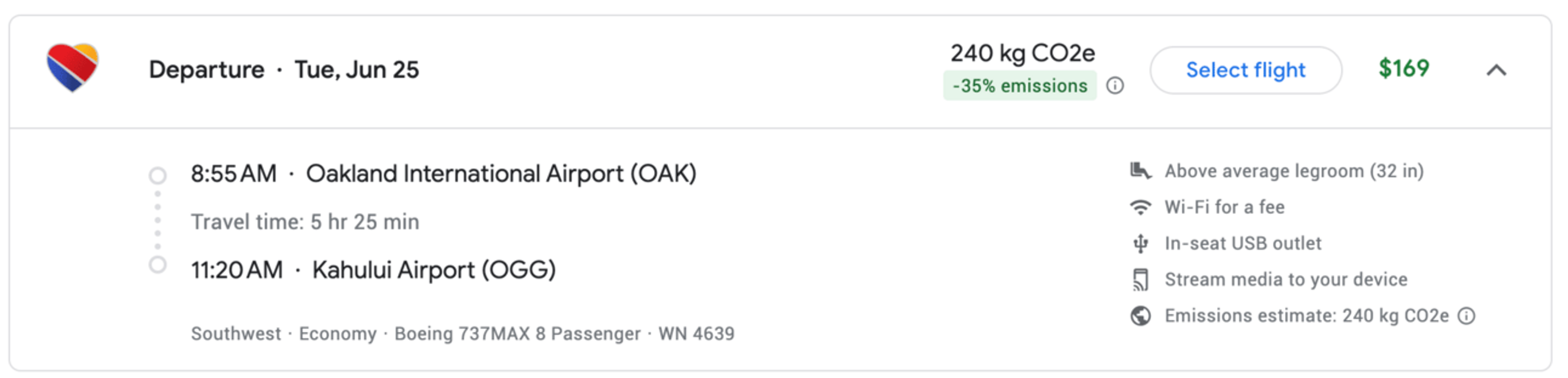 Sample southwest flight to Hawaii for $169