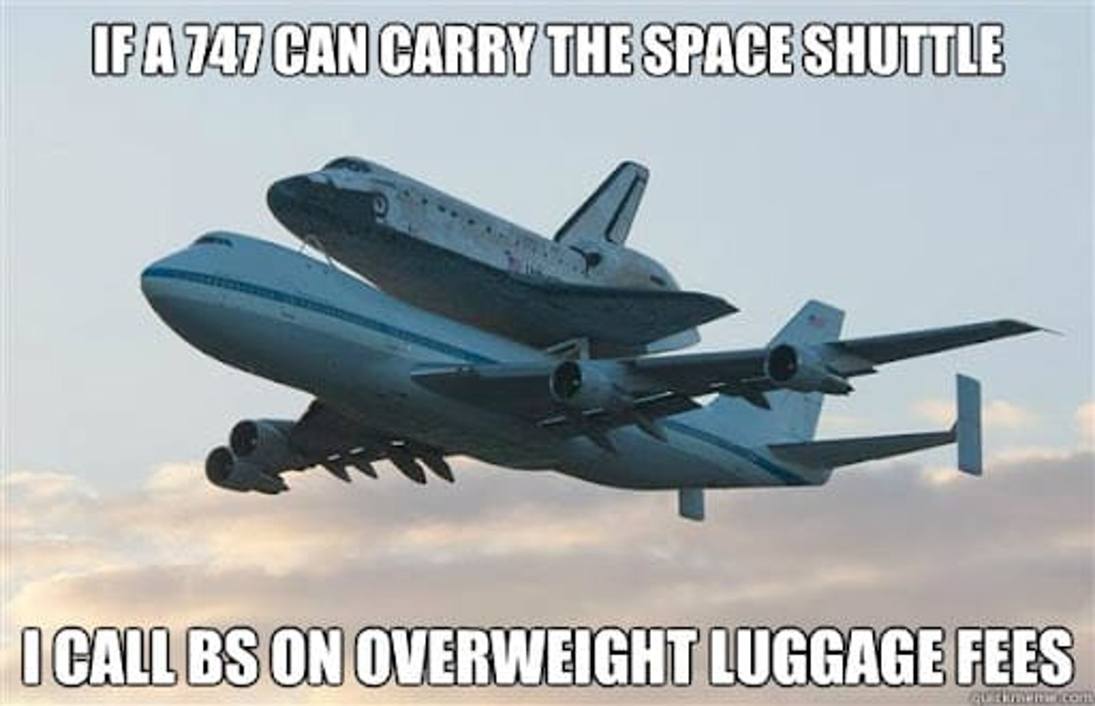 A meme about how baggage fees are BS